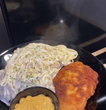 Escalope milanaise avec tagliatelles
