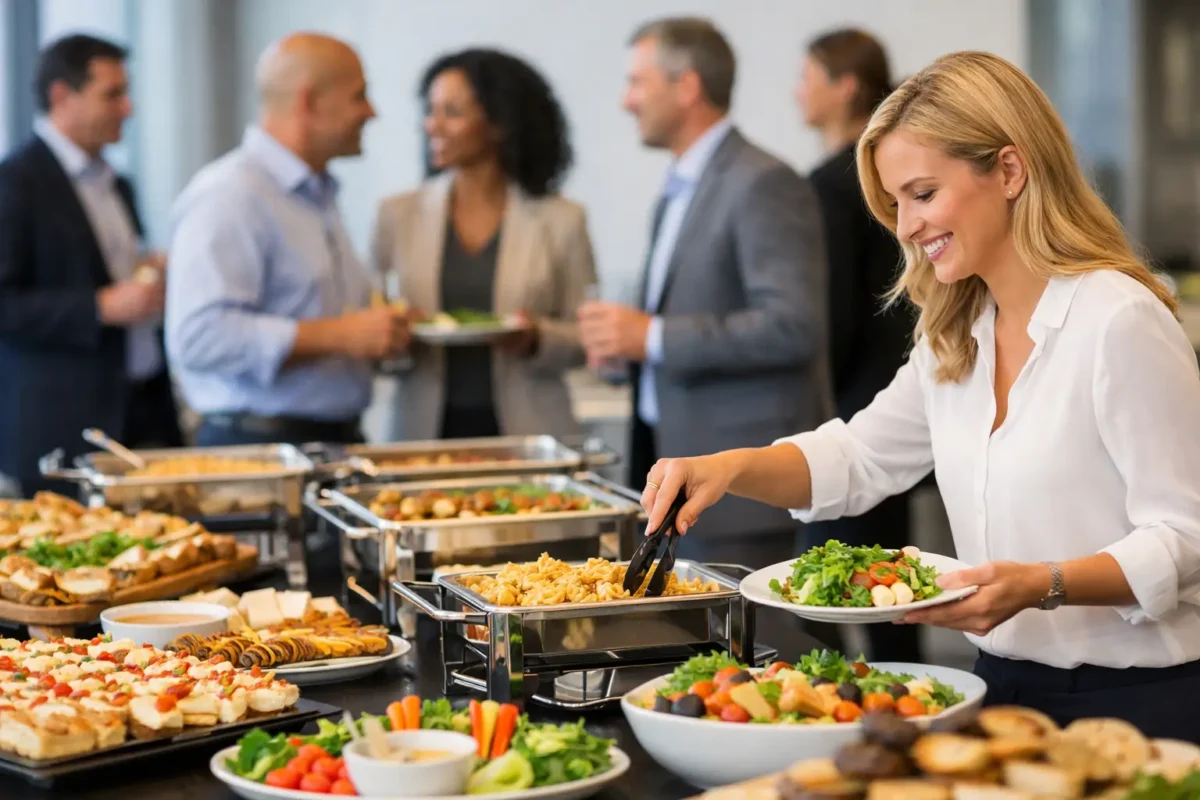 Exemple buffet repas entreprise qui rassemble