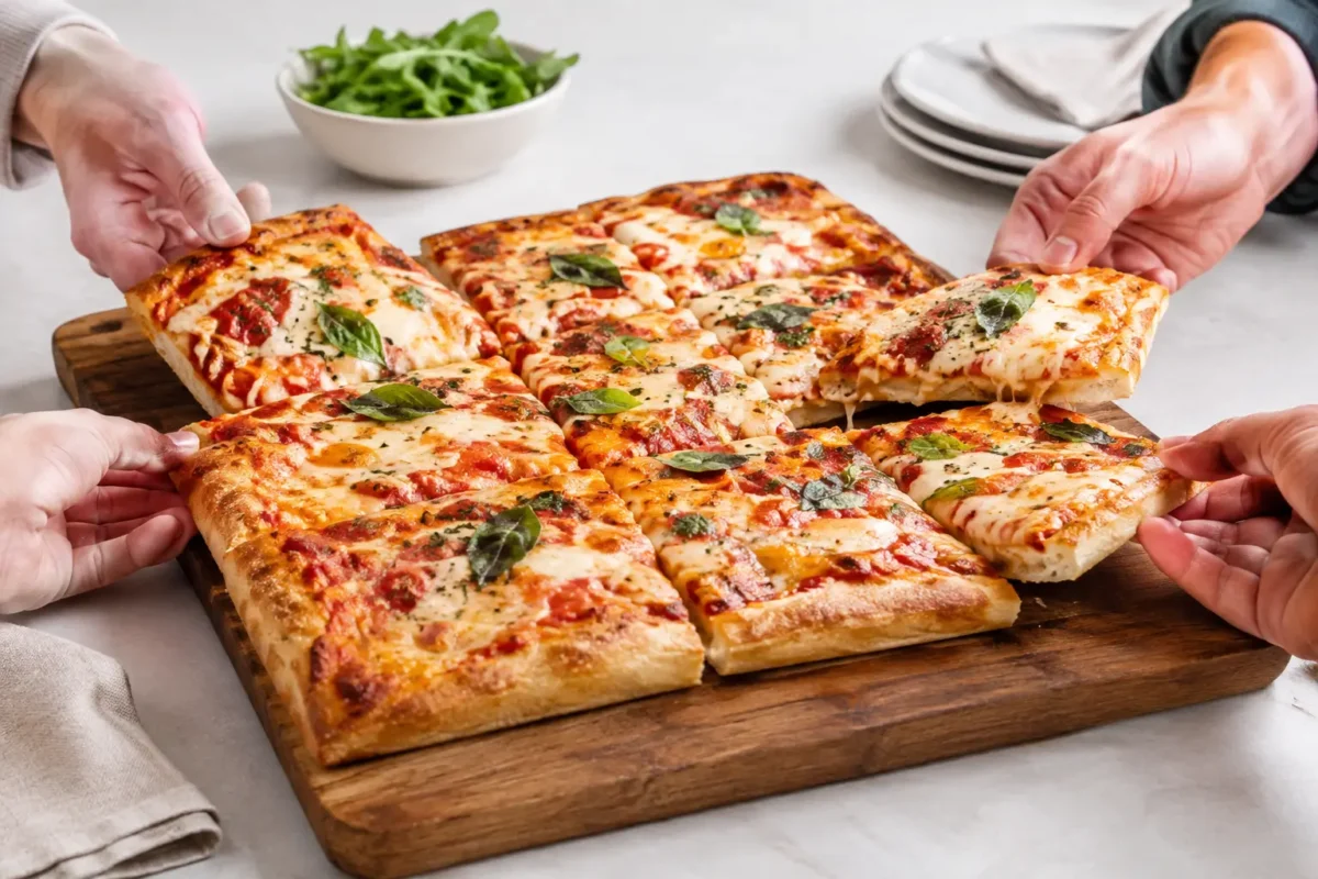 Pizza carrée : le bon format à partager